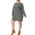 thumbnail image 4 of GRACE & GRANDEUR Robe Chandail Grande Taille pour Femmes à Manches Longues en Tricot, Chandail Court, Robes Chandail Gris 4X, 4 of 6