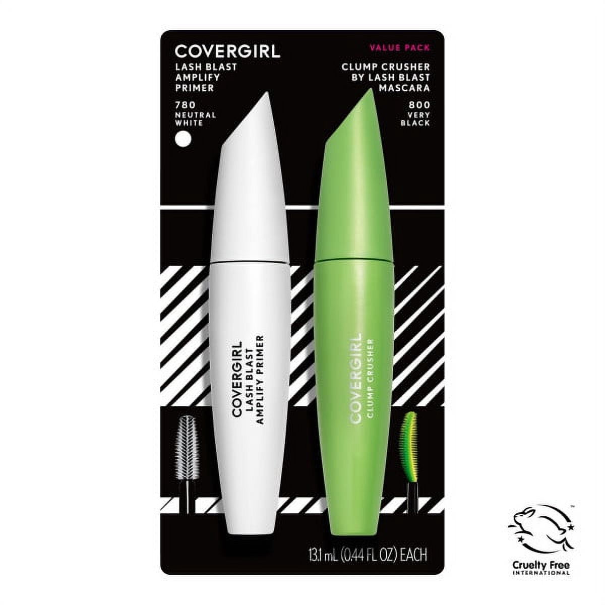 COVERGIRL Value Pack Mascara + Primer Clump Crusher by Lash Blast Mascara, 20x More Volume & Lash Blast Amplify Primer, 100% Cruelty-Free