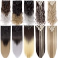 thumbnail image 3 of Full Head Clip Synthetic in Hair Extensions 8 Piece 18 Clips Hairpiece Long Curly Straight, 3 of 5