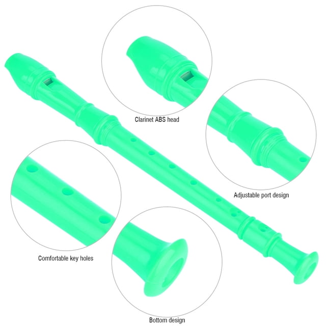 8 Hole Soprano Recorder, Clarinet Flute with Cleaning Rod and Instruction for Children Kids Beginner