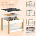 thumbnail image 4 of Qaba 3 Piece Kids Table and Chair Set with Reversible Tabletop, Nature Wood, 4 of 10