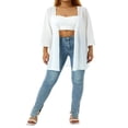 thumbnail image 3 of Veste en Mousseline Transparente pour Femmes, Couvre-Maillot Décontracté, Hauts, Cardigans de Plage, Blouse, Châle, Blanc, TTG, 3 of 7