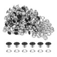 thumbnail image 1 of Unique Bargains 100PCS Grommets Eyelets 1/6 Inch (4mm) ID Hole Metal Self Backing Eyelet with Washers for Leather Black, 1 of 7