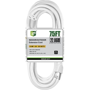 EP 75 FT Cord extérieur noir, 16/3 SJTW Imperméabilisation lourde, 3 Prise de courant à la terre 13A 1625W 16AWG, Câble flexible résistant au froid pour jardin, maison, lumières de Noël, UL Inscrit