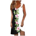 thumbnail image 2 of Ovzne Robes pour Femmes Robe pour Femme Robe de Printemps et d'Été pour Femmes Vacances Boutonnée Col en V à Bretelles Robe Haut Robe d'Été Imprimée Liquidation, 2 of 5