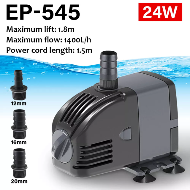 Pompe d'Aquarium à Débit Réglable, Fontaine Submersible pour Aquarium, Étang, Marine