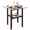 thumbnail image 1 of Gymax 24'' Square Glass Side Table w/Storage Shelf & Rubber Wood Frame for Living Room, 1 of 10
