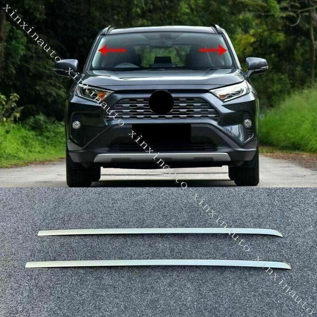 2PCS Front Window Wind Shield Deflector Trim Stainless for Toyota RAV4 2019-2022