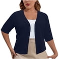 thumbnail image 1 of Women's Plus Size Cropped Cardigan Shrugs Short Sleeve Button Down Ribbed Knit Sweater Summer Kimono, 1 of 6