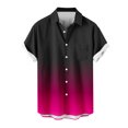 thumbnail image 5 of Hot6sl Économies d'Été Liquidation Chemisier & Chemise à Manches Courtes Col Rabattu, Chemise Décontractée Mode Homme Col Rabattu Imprimé Dégradé Manches Courtes Bouton Chemisier, Chemisier Polyester Homme Rose Vif, 3TG, 5 of 5