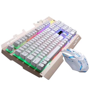 OULII Clavier de jeu blanc ergonomique USB Mécanique rétroéclairée avec des caractéristiques imperméables et antidérapantes