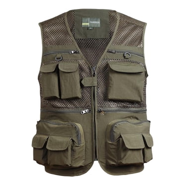 Veste de Pêche en Maille Légère avec Multiples Poches Chasse Escalade Randonnée