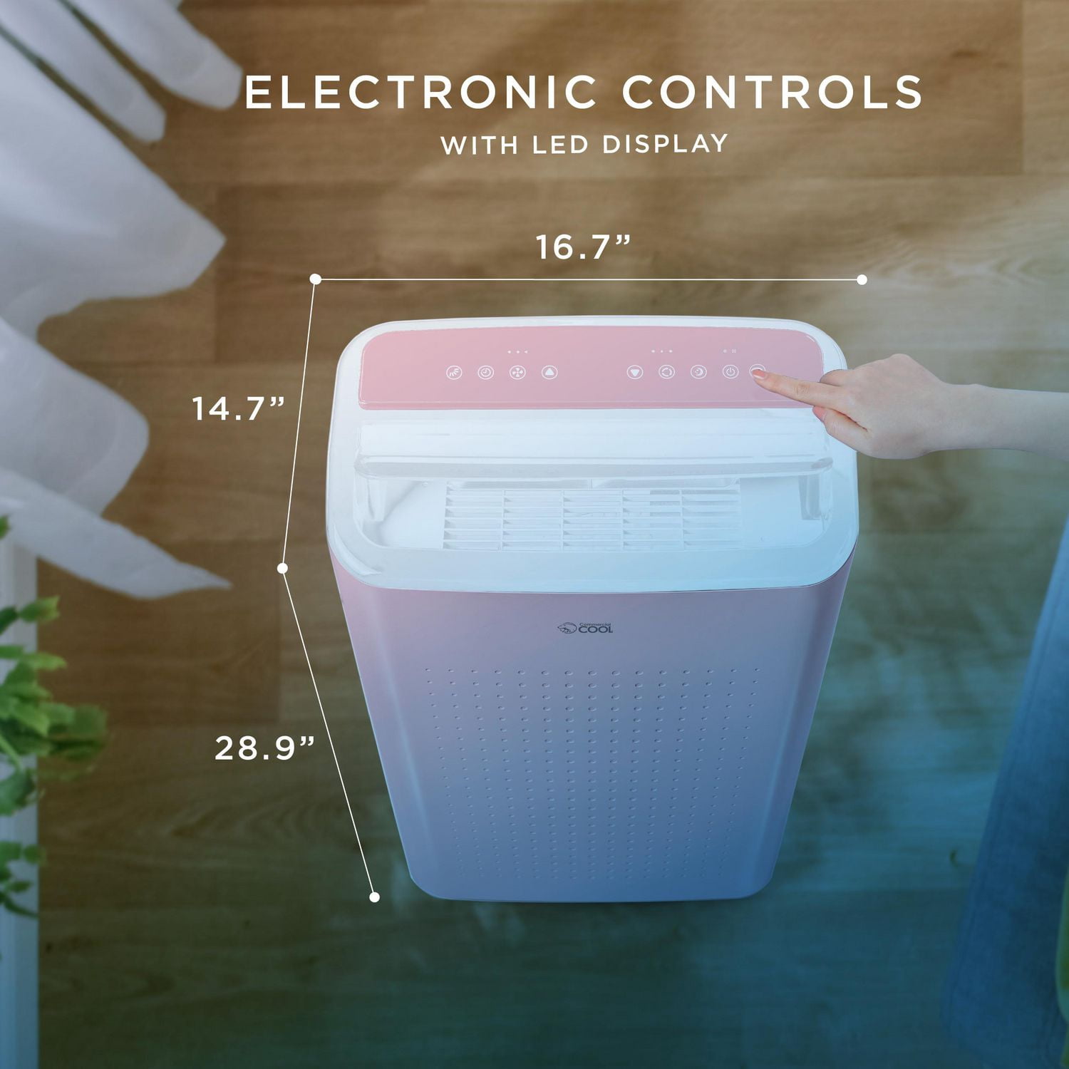Commercial Cool Climatiseur portable intelligent ASHRAE 128, 9 000 BTU, 6 350 BTU SACC/CEC, rose