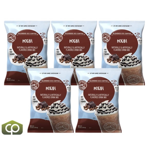 Big Train Decadent Mocha Blended Ice Coffee Mix, Professional Gourmet Frappe Base, 3.5 lb. Bags (5/Case Bulk)