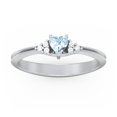 thumbnail image 2 of Birthstone Heart Ring with Shoulder Accents - Aquamarine (March), 2 of 4