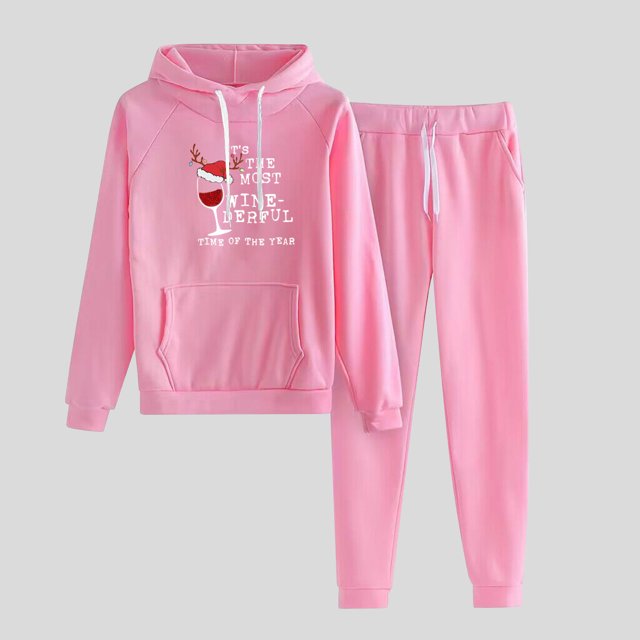 Birdeem Ensemble Décontracté de Noël pour Femmes Sweat à Capuche Imprimé et Pantalon Long