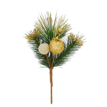 Holiday Time 9IN Gold Fruit With Pine Pick