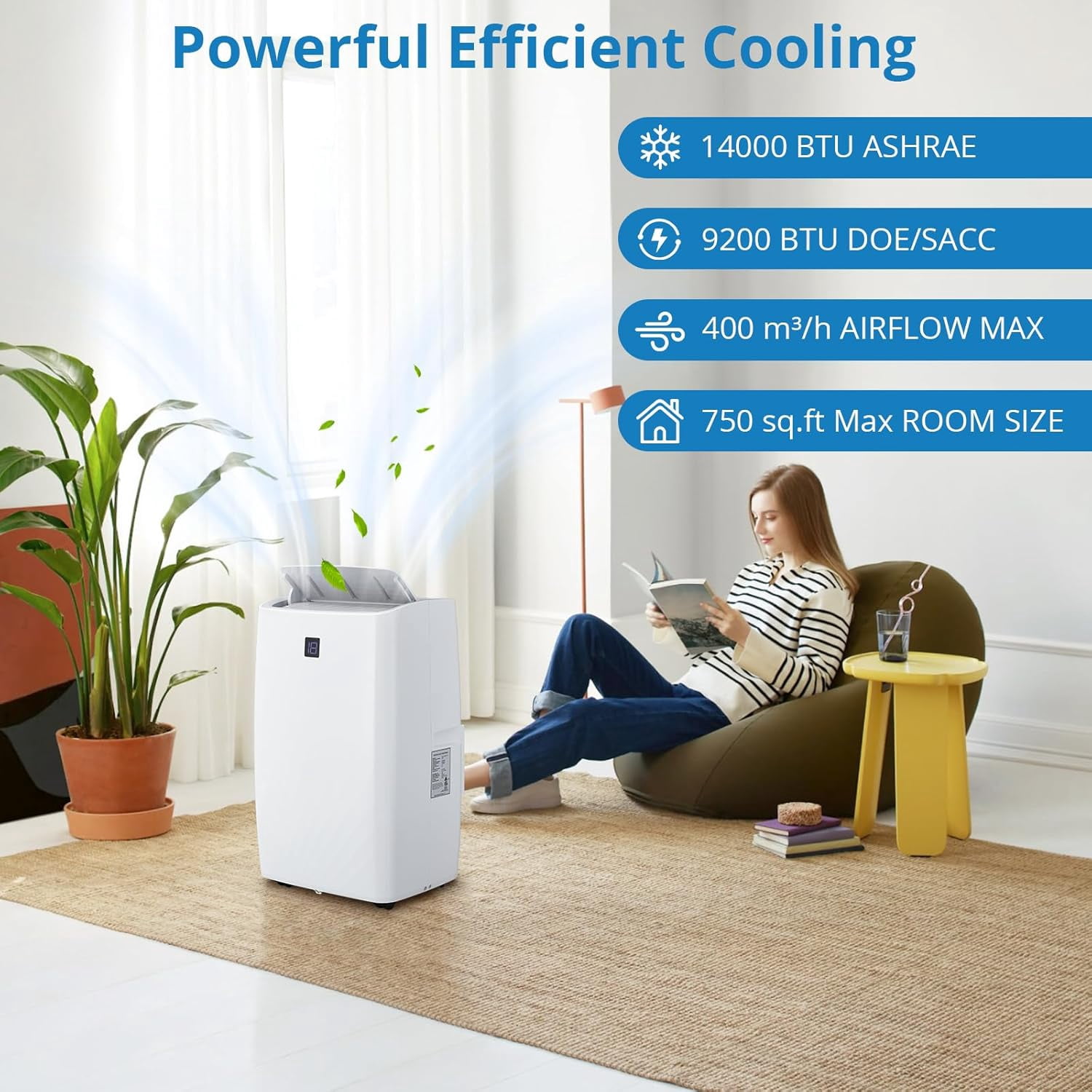 Royalbelle 14,000 BTU Portable Air Conditioner for Rooms Up to 750 Sq Ft, 3-in-1 AC Unit