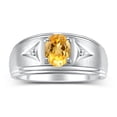 thumbnail image 1 of RYLOS Men's Rings Sterling Silver Classic 8X6MM Oval Gemstone &  Diamond Ring Citrine November Birthstone Rings For Man Silver Rings Size 13, 1 of 7