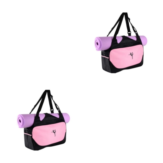 Transemion Large Capacity Yoga Sport Bag Made With Oxford Cloth For Sturdy And Durable Fashionable Appearance light pink 2Set