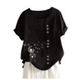 thumbnail image 1 of Pompotops Womens Casual Loose Button Linen Plus Size Daily Boho Tanic T-Shirt Blouse Tops, 1 of 4