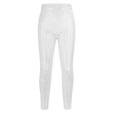Zwiiyzr 2025 Scintillant Danse Acrobaties Athlétique Gymnastique Yoga Pantalons Enfants Filles Mise en Forme Couleur Unie Leggings Sports Long Argent