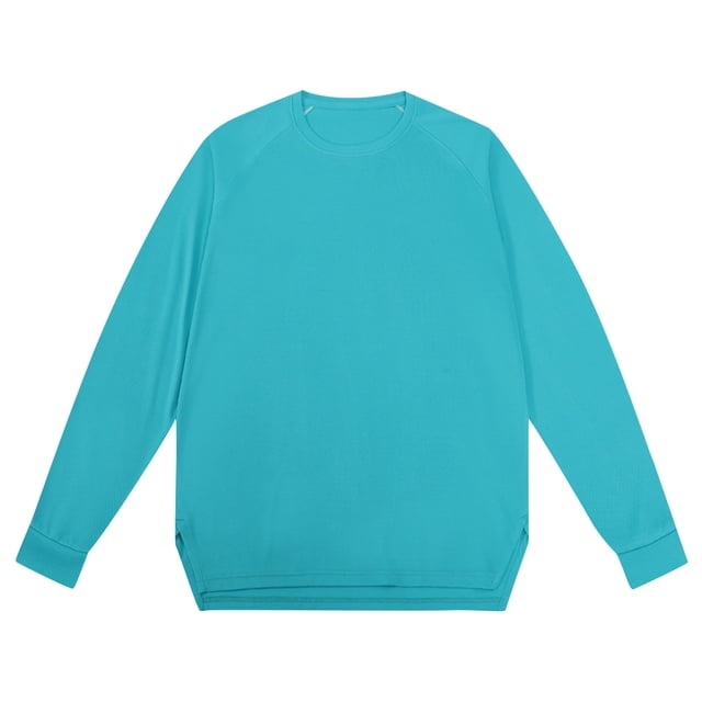 BADHUB Men's Long Sleeve Shirts Big & Tall Crew Neck Cotton Essential Pullover Athletic Performance Split Hem Sweatshirt Soft Causal Loose Top Spring Fall Deals L-5XL