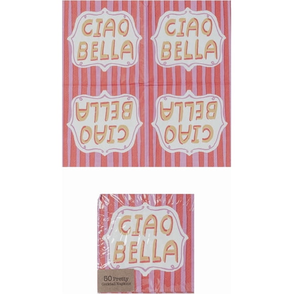 Creative Co-Op Ciao Bella Cocktail Napkins, Multicolor