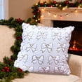thumbnail image 1 of Polyester Pillowcase White Bow Sequin Pillowcase Quilted Plush Polyester Sofa Cushion Cover with Bowknot(1Pcs) Rkxzt, 1 of 8