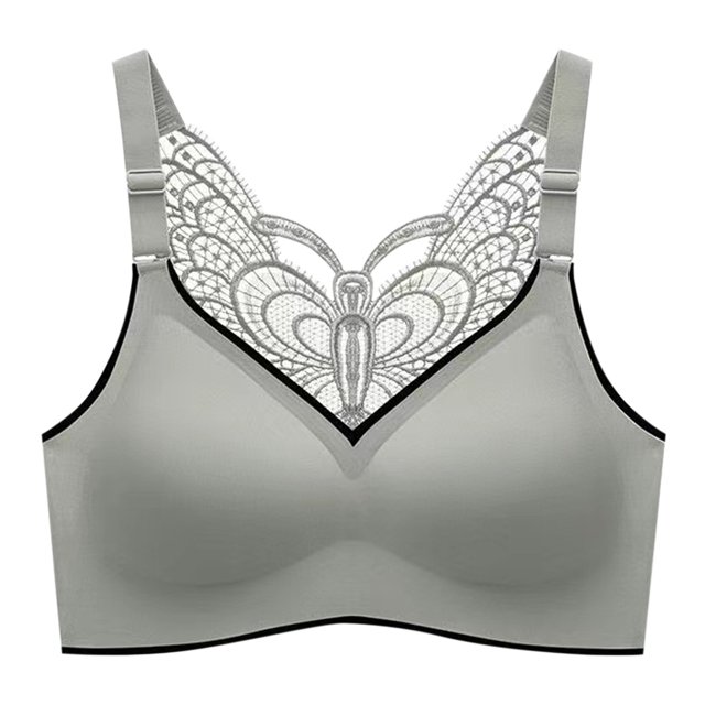 B91xZ Bra for Women Seamless Rib Triangle Bralette,Gray M