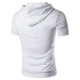 thumbnail image 3 of T-Shirt à Capuche à Cordon de Serrage Mode Décontractée pour Hommes Manches Courtes (Blanc, G), 3 of 3