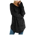 thumbnail image 1 of CHUANK Chemise Longue Cache-Ventre Fluide à Col Rond Unie à Manches Longues Hauts Grande Taille pour Femmes Chic Tunique Confortable à Porter avec des Leggings Bleu TTG, 1 of 7