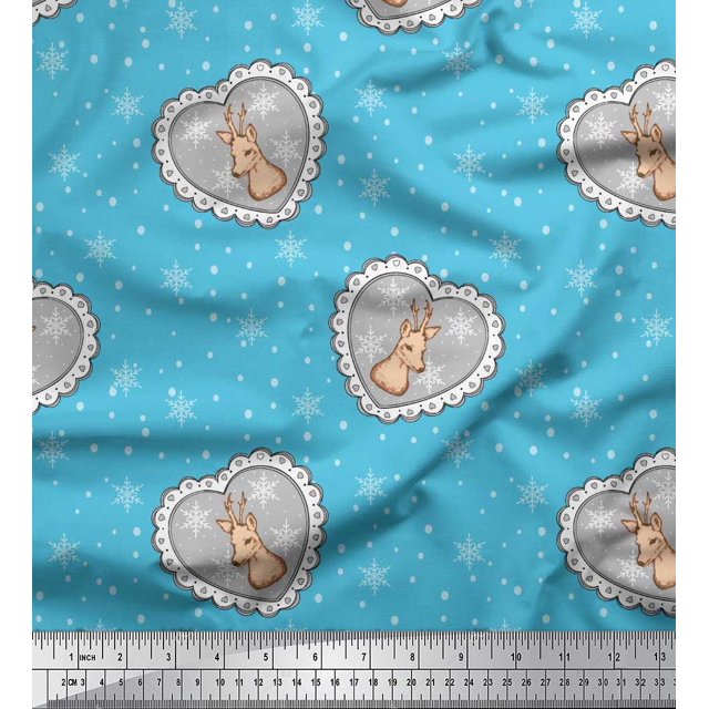 Soimoi Poly Georgette Fabric Boy,Surfboard And Beach Bird Print Fabric by Yard 42 Inch Wide
