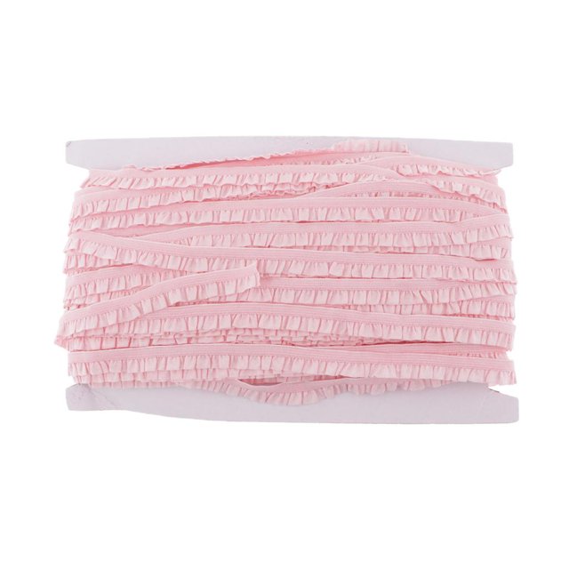 Abbracc 50 Yards Multirole Pleated Lace Elastic Ribbon DIY Sewing Crafts Pink 1