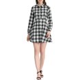 thumbnail image 2 of INSPIRE CHIC Robe Ligne A à Manches Longues à Carreaux pour Femmes avec Col Pointu et Boutons S Blanc, 2 of 5
