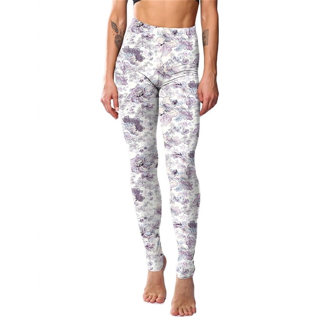 LSLJS Women's Classic Retro Color Floral Graffiti Print Leggings