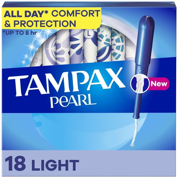Tampax Pearl Tampons, avec Tresse LeakGuard, Absorption Légère, Non Parfumés 18 Unités