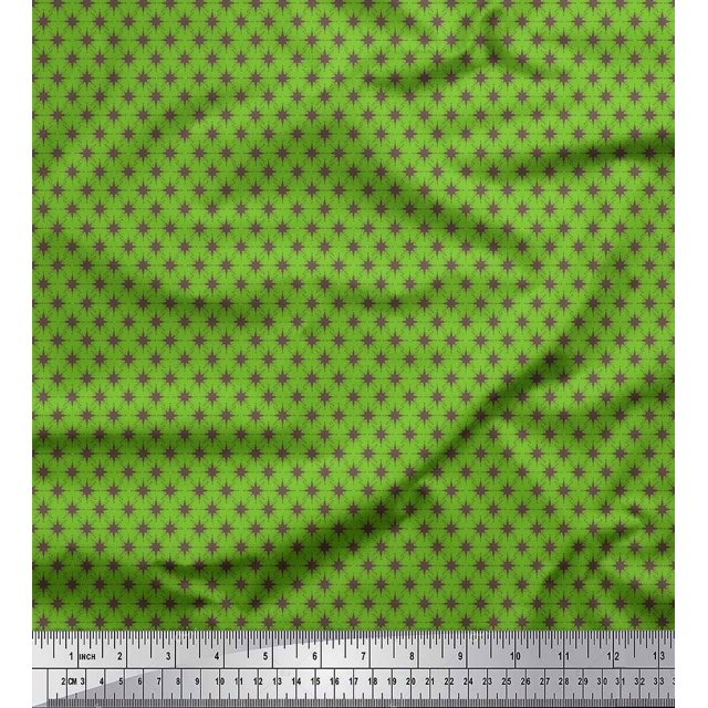 Soimoi Green Poly Georgette Fabric Geometrical Star Geometric Print Sewing Fabric Yard 52 Inch Wide