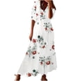 thumbnail image 2 of EQWLJWE Robe pour Femmes Liquidation Mode Robe Décontractée pour Femmes Printemps et Été Col en V Manches Trois-Quarts Robe Imprimée Robes pour Femmes Grande Taille, 2 of 6