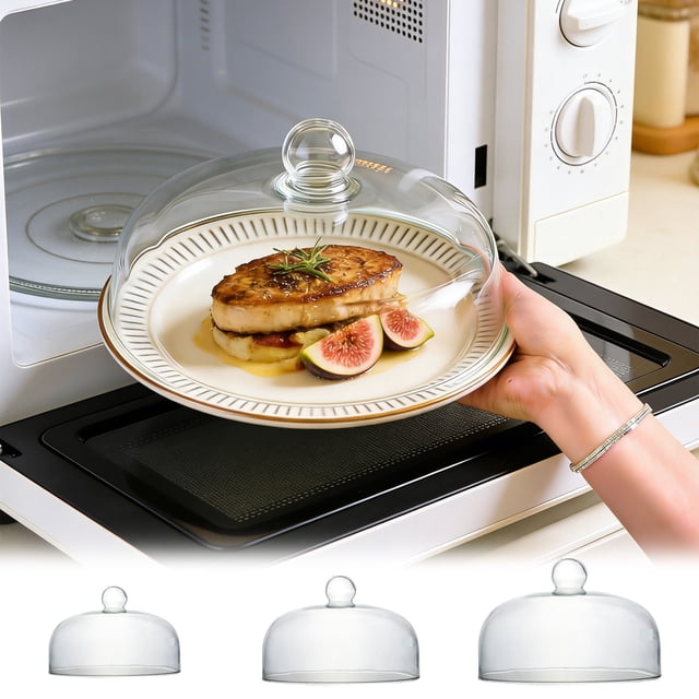 QTOCIO Couvercle Anti-Éclaboussures pour Micro-Ondes Couvercle de Micro-Ondes Couvercle de Micro-Ondes pour Aliments Couvercle de Micro-Ondes en Verre pour Aliments
