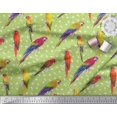 thumbnail image 1 of Soimoi Green Heavy Satin Fabric Macaw Parrot Bird Printed Fabric 1 Yard 56 Inch Wide, 1 of 3