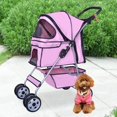 thumbnail image 1 of 4 Wheels Pet Stroller Foldable Dog Stroller Cat Stroller with Storage Basket & Removable Liner, Travel Lite Foldable Carrier Strolling Cart for Dogs Cats,Pink, 1 of 7