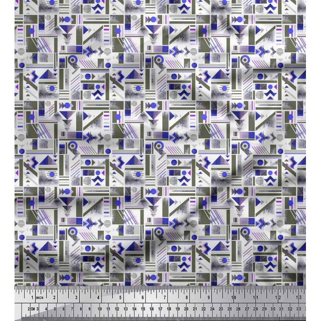 Soimoi Moss Georgette Fabric Abstract Geometric Fabric Prints By Yard 42 Inch Wide