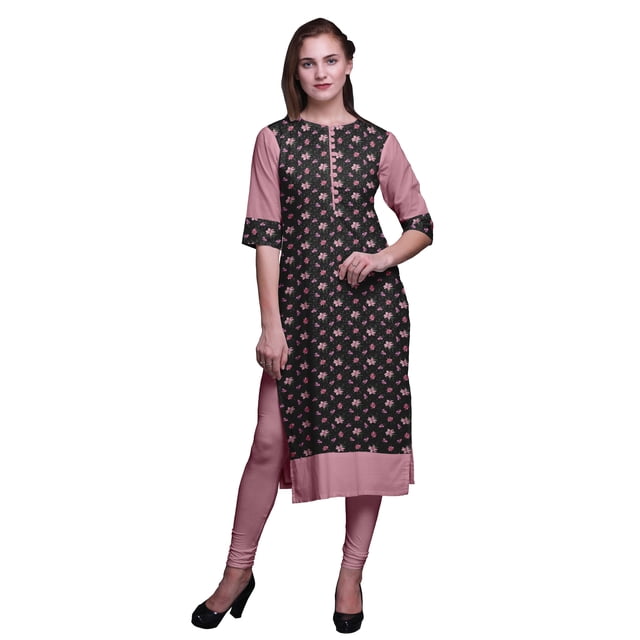 Bimba Robes Tuniques Droites pour Femmes Kurta d'Été Imprimée