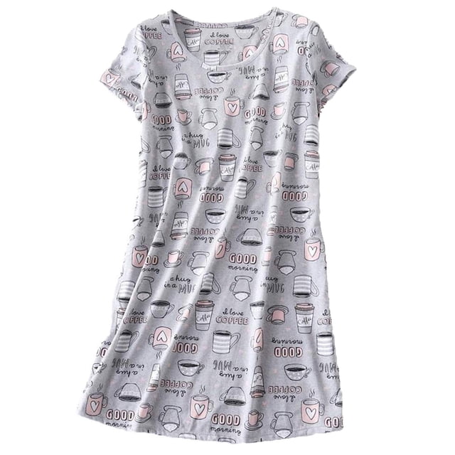 Kcodviy Nuisette pour Femme Tenue de Nuit Ensemble de Pyjama Court pour Femmes Chemise à Manches en Dentelle Décontractée Imprimée Hauts de Tenue de Nuit pour Femmes Robe de Nuit