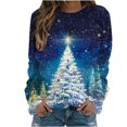 thumbnail image 1 of UPPADA Chandails de Noël pour Femmes, Imprimé d'Arbre de Noël, Chandail à Manches Longues, Hauts à Enfiler, Automne, Chandail Confortable, Col Rond de Noël, Offres 2024, 1 of 4