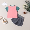 thumbnail image 4 of Plebaso Baby Girls Boys Solid Color Patchwork Short-sleeved Round Neck Tops Shorts Two-Piece Set Kids Summer Clothes, 4 of 7