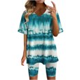 thumbnail image 3 of Women Two-Piece Color-Blocking V-Neck Short-Sleeved Fashion Casual Suit, 3 of 4