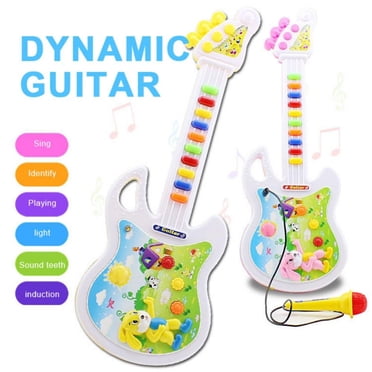 Guitare Jouet pour Enfants Musique Guitare Électrique Jouet pour Enfants Guitare Jouet Électronique Instruments de Musique avec Microphone et Lumières Colorées Clavier Électronique Jouet Piano pour Enfants, Jouets Musicaux Éducatifs