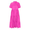 thumbnail image 3 of Robes Maxi pour Femmes 2023 Robe Décontractée à Col Rond Manches Courtes Col Rabattu Femmes Robe Unie pour Femmes Longues Robes Robe à Manches Courtes en Liquidation, 3 of 4